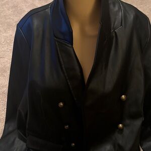 Elle NEW  Black Leather Jacket with Gold Accents. Size L